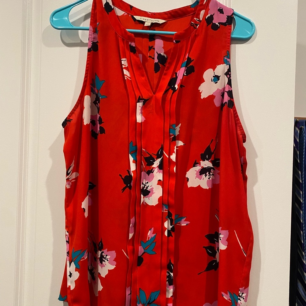 41 Hawthorn Red Floral Tank- Large